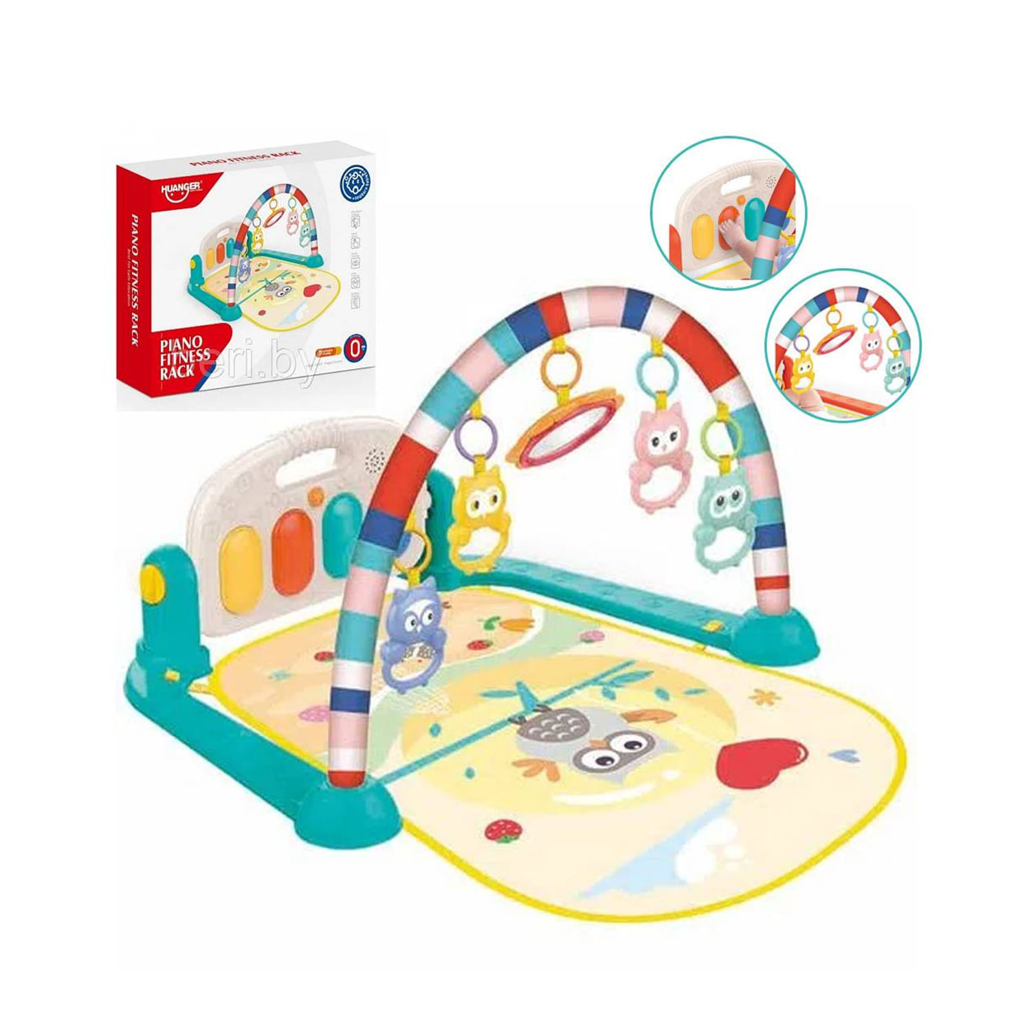 Gimnasio de bebe con Piano Musical Búho HE0650 Verde