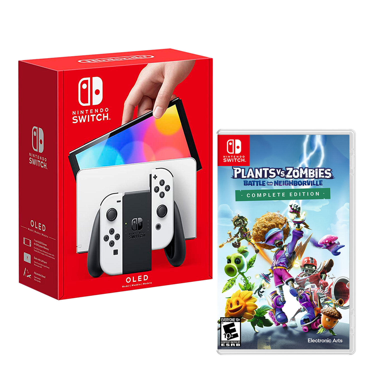 Consola Nintendo Switch Modelo Oled Blanco + Plants Vs Zombies Neighborville