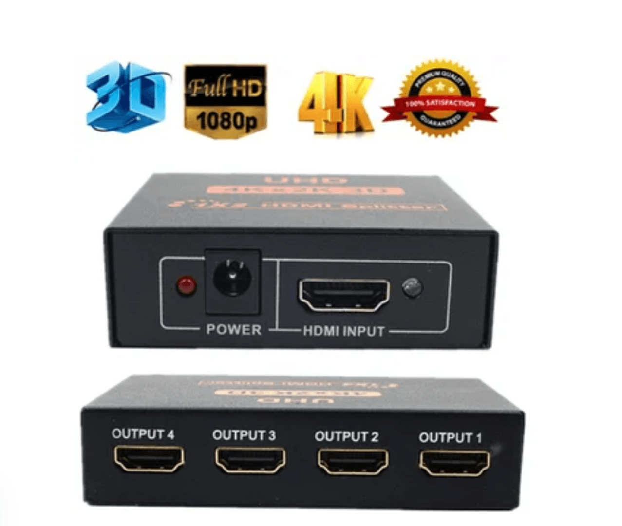 Hdmi Splitter 1x4 2.0 Full Hd 4k Multiplica Señal Conecta 4 tv - negro