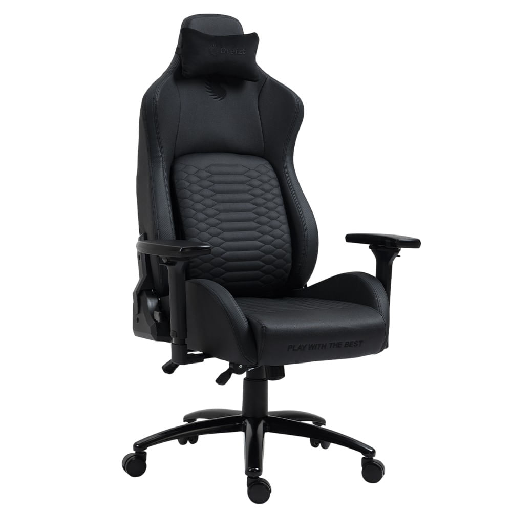 Silla Gamer Dreizt Titan Series Negro Premium Almohadilla Inteligente Reclinable Gas Lift Clase 4
