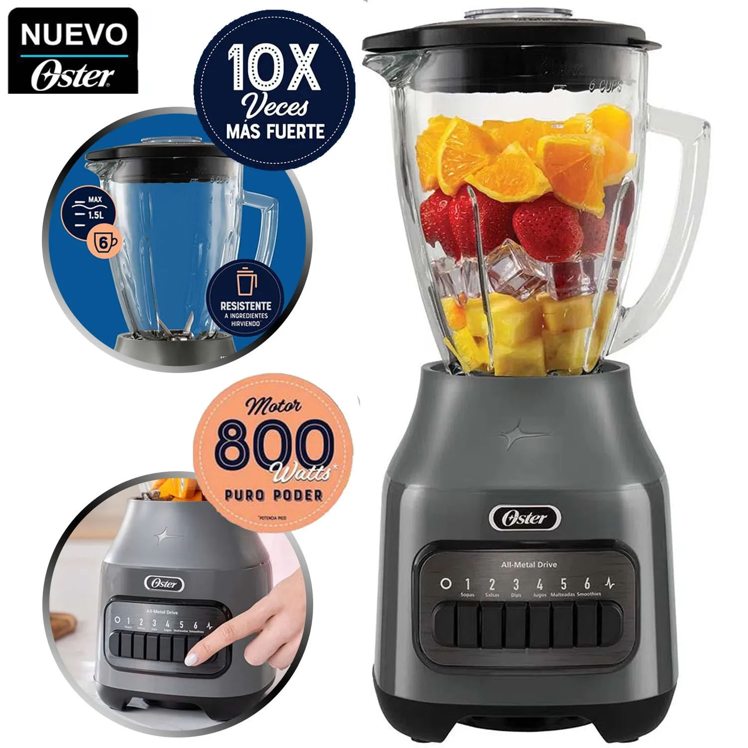 Licuadora 1.25L Oster con 6 Velocidades BLSTPEG GPB