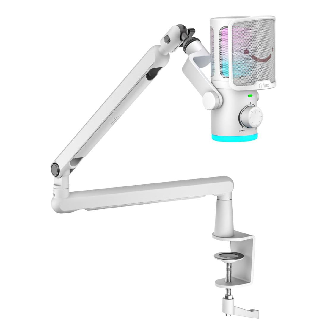 Fifine - Micrófono Ampligame TAM6 RGB USB (Incluye Brazo) - White
