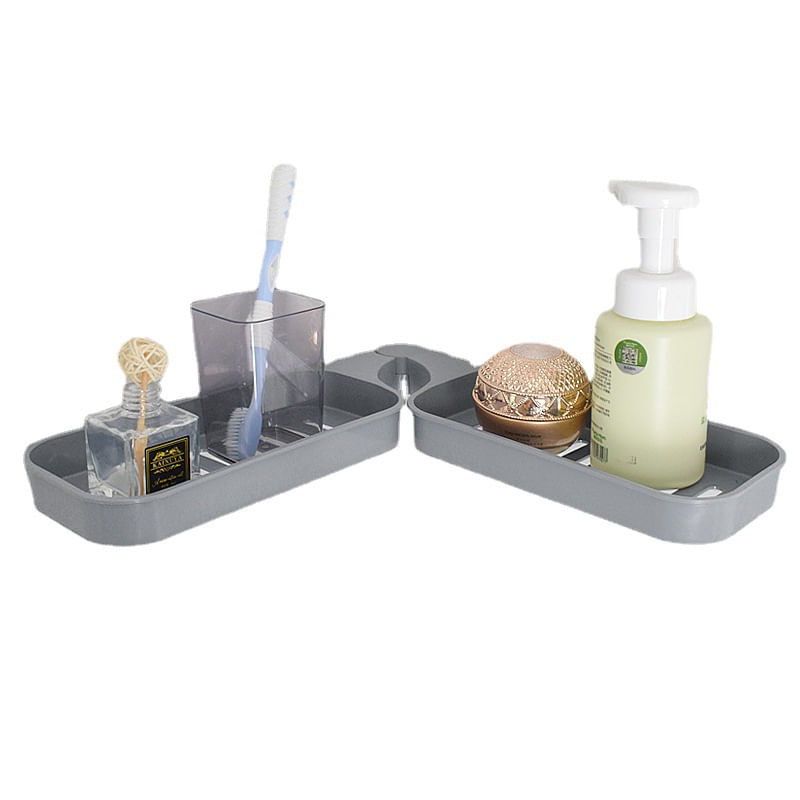 Esquinero Organizador de Baño Plegable con Escurridor Gris