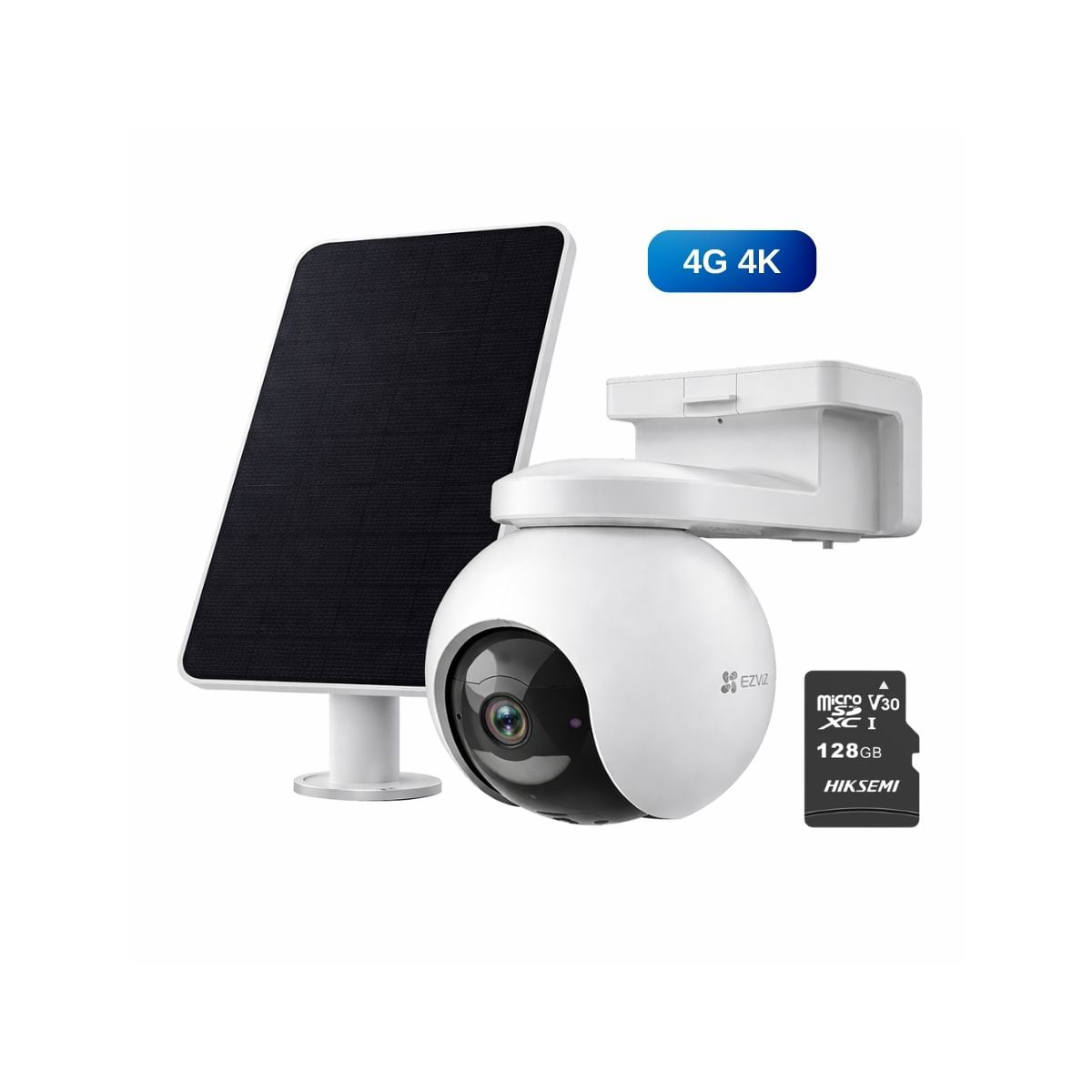 Cámara seguridad EB8 4G 2K + Micro SD 128GB  con batería y rotación 360° con panel solar - Ezviz