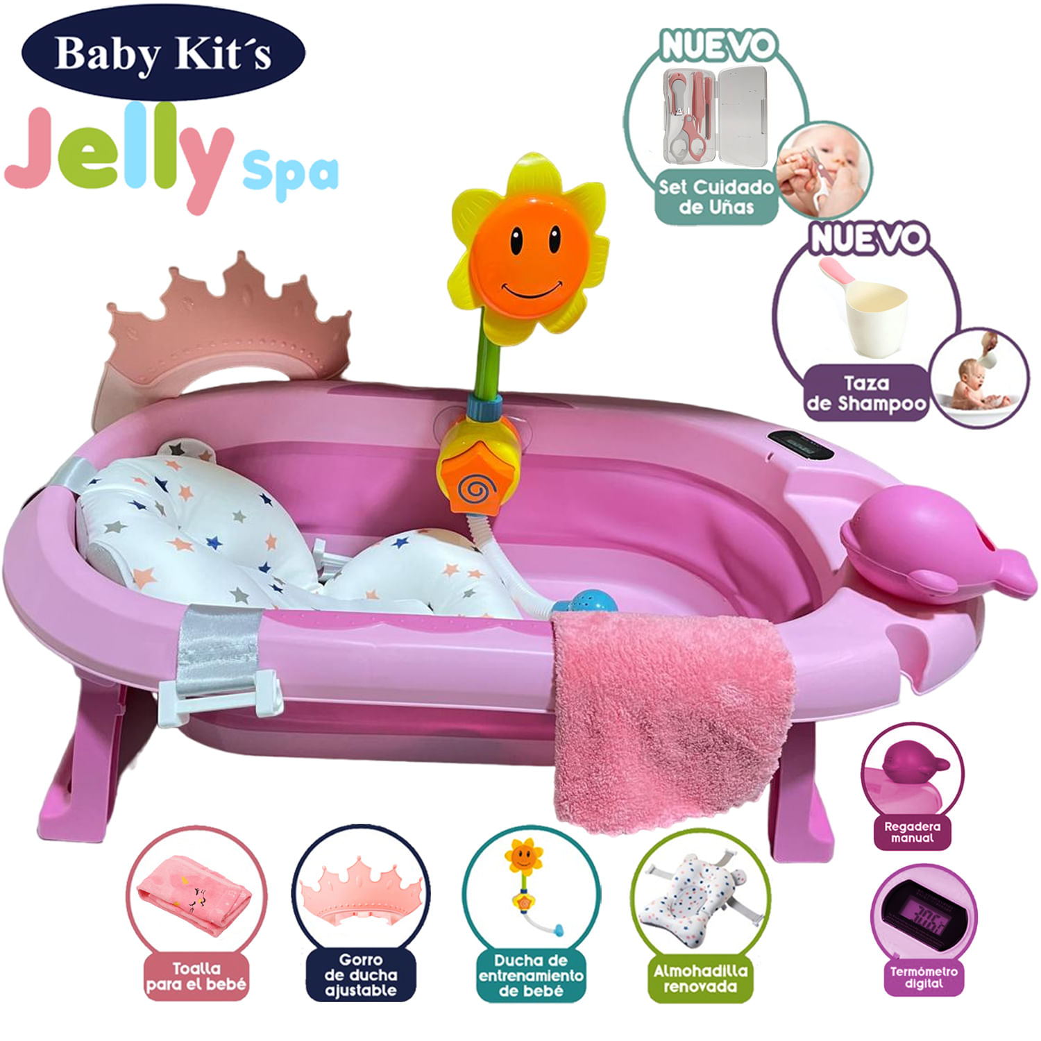 Tina Bañera JELLY SPA Con Termómetro Rosado 2024