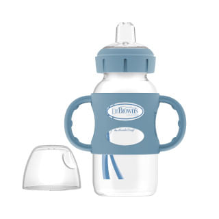 Biberón de Transición con Asas Boca Ancha 9oz/270ml - Azul Claro