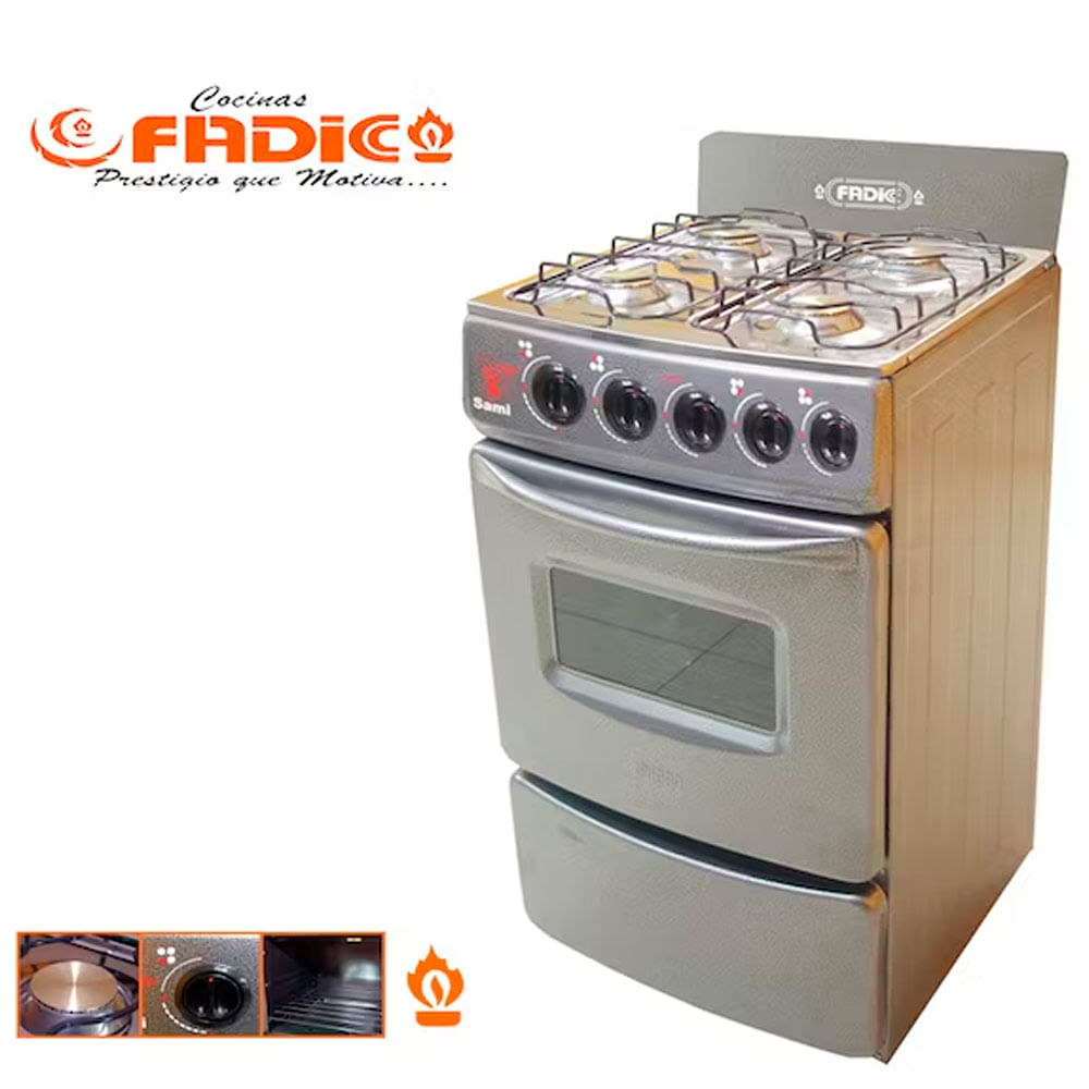 Cocina con respaldar y Horno 20 Sami 4H Gris