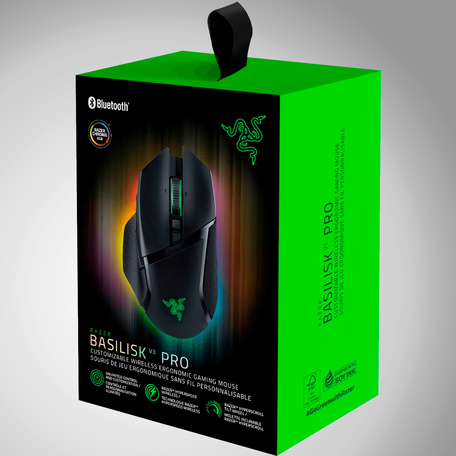 MOUSE RAZER BASILISK V3 PRO WIRELESS NEGRO 30K DPI HYPERSCROLL 11 BOTONES