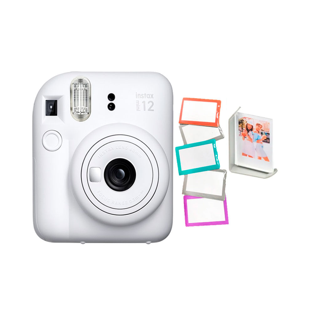 Camara Fujifilm Instax Mini 12 Blanco+5Portafotos+Marco