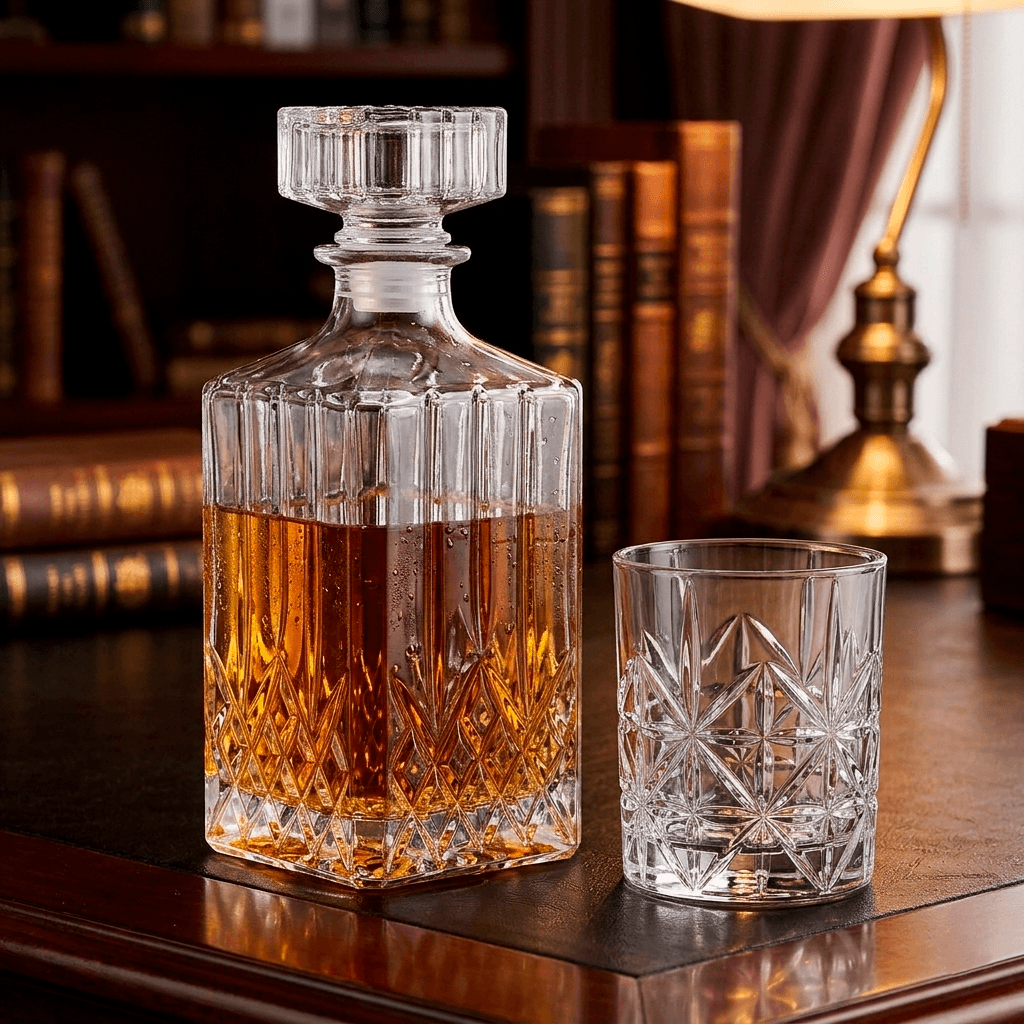 Jgo 7pc Vasos, Licorera, Whiskera, Cadamada, Brandy, Escoces. 970 ml