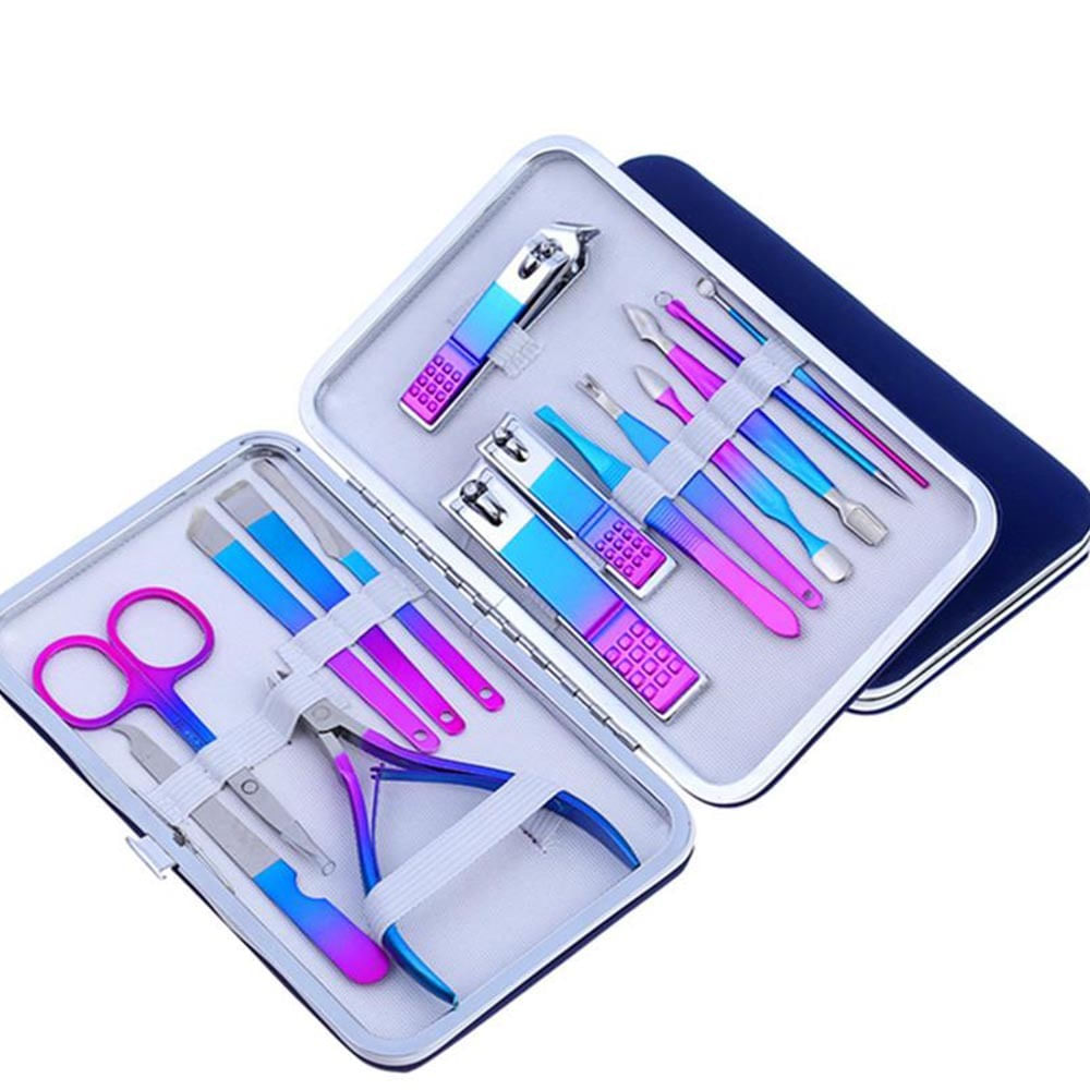 Set Manicure Pedicura Acero Inoxidable cortauñas15 Piezas
