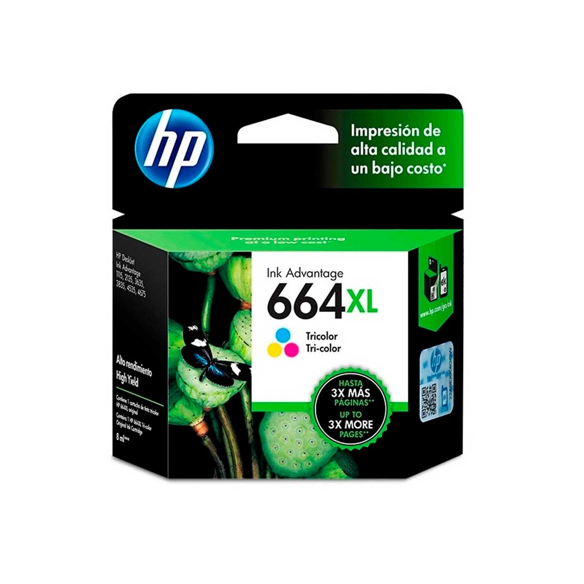 Cartucho de Tinta HP 664XL Tricolor Original F6V30AL