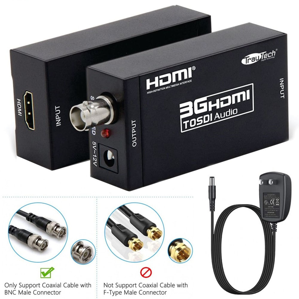 Convertidor HDMI a SDI metálico TRAUTECH 1080p camaras