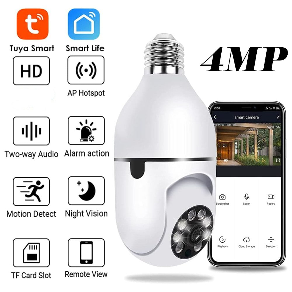 Camara seguridad Ip Wifi foco espia 360 4MP sensor de movimiento