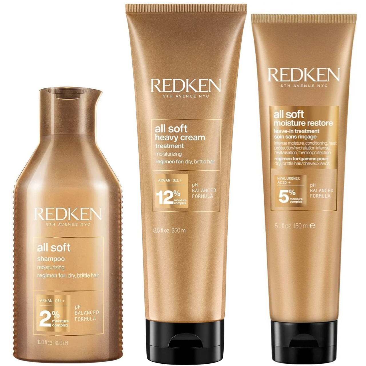 Shampoo Hidratante 300ml + Mascarilla + Crema Redken All Soft