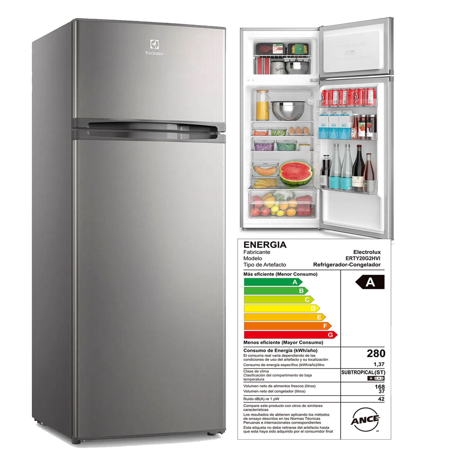 Refrigeradora Electrolux Top Mount Frost 205L ERTY20G2HVI