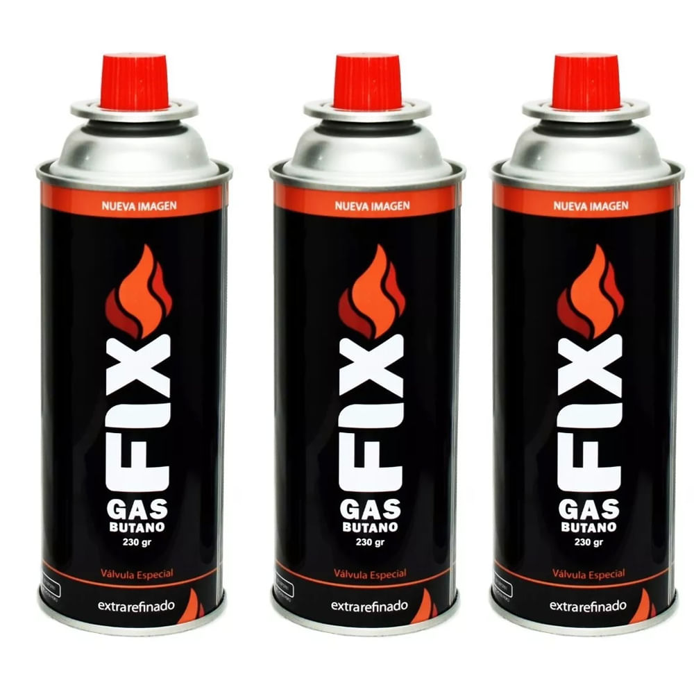 3 Gas Butano FIX Ultra Refinado valvula universal cocinillas flameador