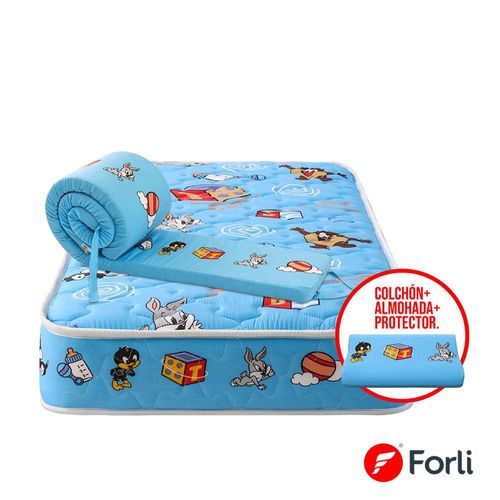 Pack Colchón Cuna + Protector Cuna Baby Niño+ 01 almohada Looney