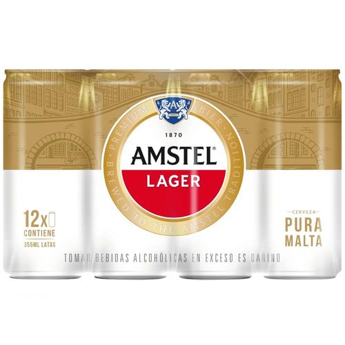 Cerveza AMSTEL Lata 355ml Paqutete 12un