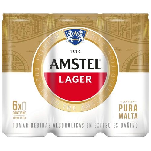 Cerveza AMSTEL Lata 355ml Paquete 6un