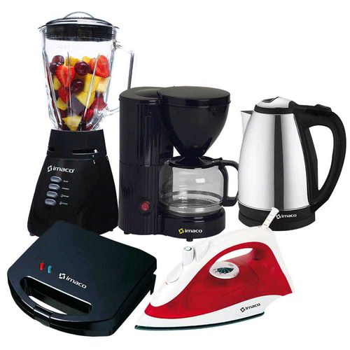 Combo IMACO Licuadora+ Hervidor+ Sandwichera+ Cafetera+ Plancha a Vapor