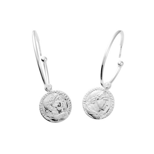 Aretes Colgantes de Plata 925 Coins