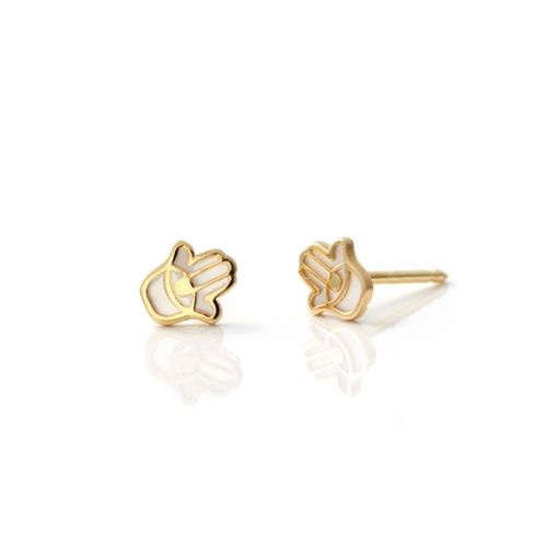 Aretes deOro18K con Madreperla Mano Poder ChSiuss