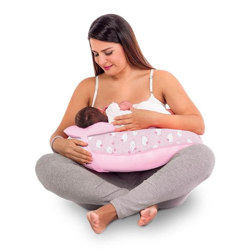Cojín Lactancia Croissi Rosa Bebe Nubes