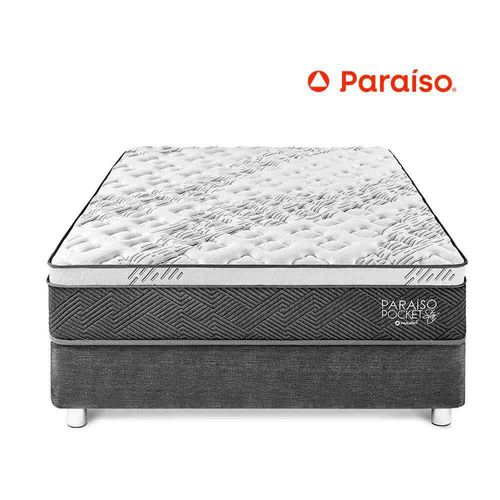 Cama Paraíso Pocket Star 2 Plazas Acero + 2 almohadas + protector