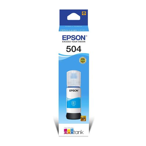 Botella de tinta Epson T504220 cyan rinde 7500 páginas 70 ml