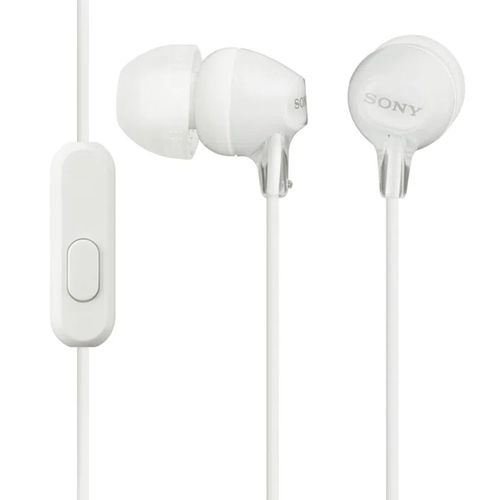 Audífono in ear con micrófono Sony MDR-EX15AP almohadillas de silicona, conector 3.5 mm, blanco