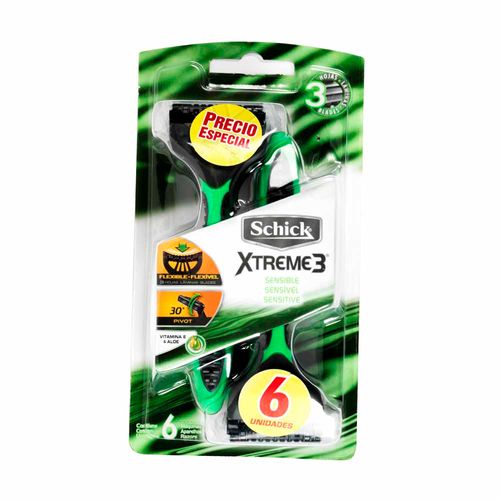 Máquina de Afeitar SCHICK Xtreme 3 Piel Sensible Paquete 6un