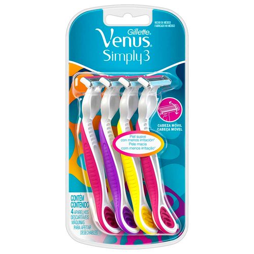 Máquina de Afeitar GILLETTE Mujer Venus Simply Paquete 4un