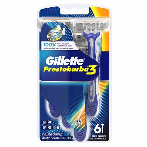 Máquina de Afeitar GILLETTE Prestobarba 3 Descartable Paquete 6un