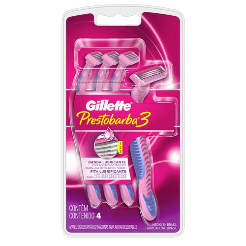 Máquina de Afeitar GILLETTE Prestobarba 3 Mujer Descartable Paquete 4un