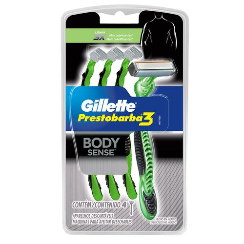 Máquina de Afeitar GILLETTE Prestobarba 3 Bodysense Descartable Paquete 4un