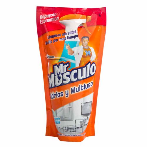 Limpia Vidrios MR. MÚSCULO Fragancia Fresca Doypack 500ml