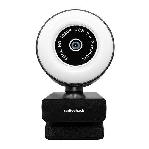 Cámara web Radioshack 2604780 con luz led, conexión usb, 1080P, micrófono integrado, enfoque y brillo automático