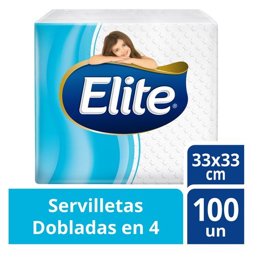 Servilletas  de Papel ELITE Dobladas en 4 Paquete 100un