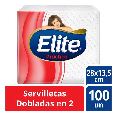 Servilletas ELITE Práctica Doblada en 2 Paquete 100un