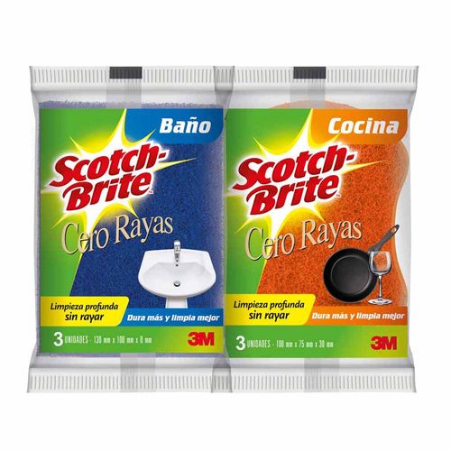 Esponja SCOTCH BRITE Cocina y Baño Paquete 2un