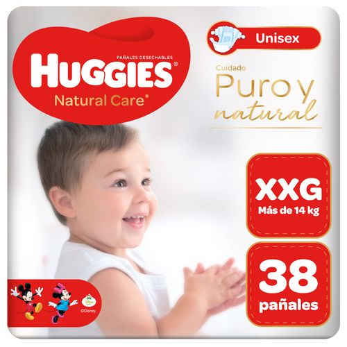 Pañales para Bebé HUGGIES  Puro y Natural Talla XXG Paquete 38un