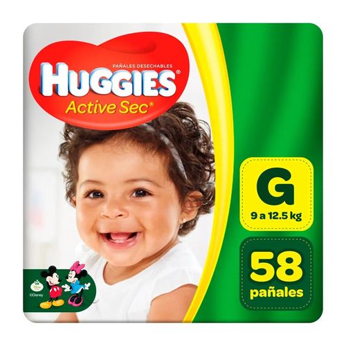 Pañales para Bebé HUGGIES Active Sec Talla G Paquete 58un