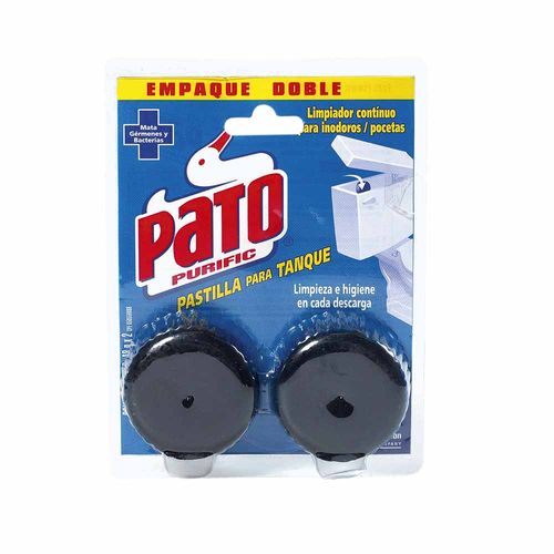 Desinfectante de Baño PATO Pastilla Azul Fragancia Marina Empaque 48g Paquete 2un