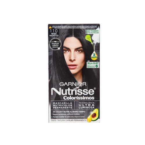 Tinte para Cabello GARNIER Nutrisse Coloríssimos 110 Negro Magnético Caja 1un