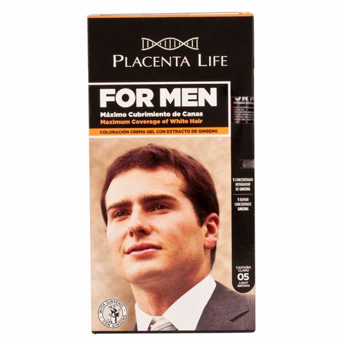 Tinte para Cabello PLACENTA LIFE For Men 5 Castaño Claro Caja 1un