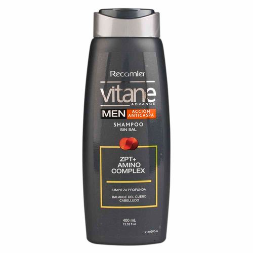 Shampoo VITANE ADVANCE Men anticaspa Frasco 400Ml