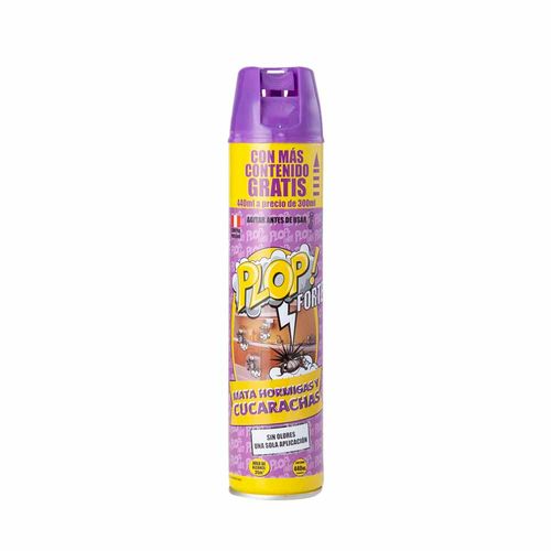 Insecticida Aerosol PLOP FORTE  Mata Hormigas y Cucarachas Frasco 440ml