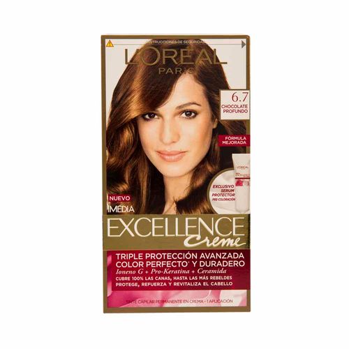 Tinte para Cabello L'ORÉAL Excellence 6.7 Chocolate puro Caja 1un