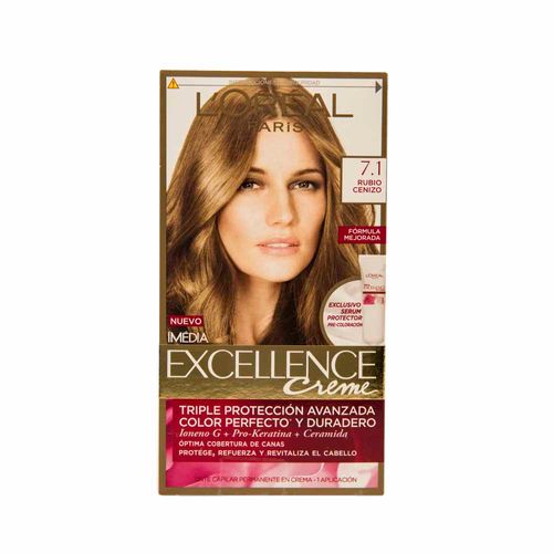 Tinte para Cabello L'ORÉAL Excellence 7.1 Rubio Cenizo Caja 1un